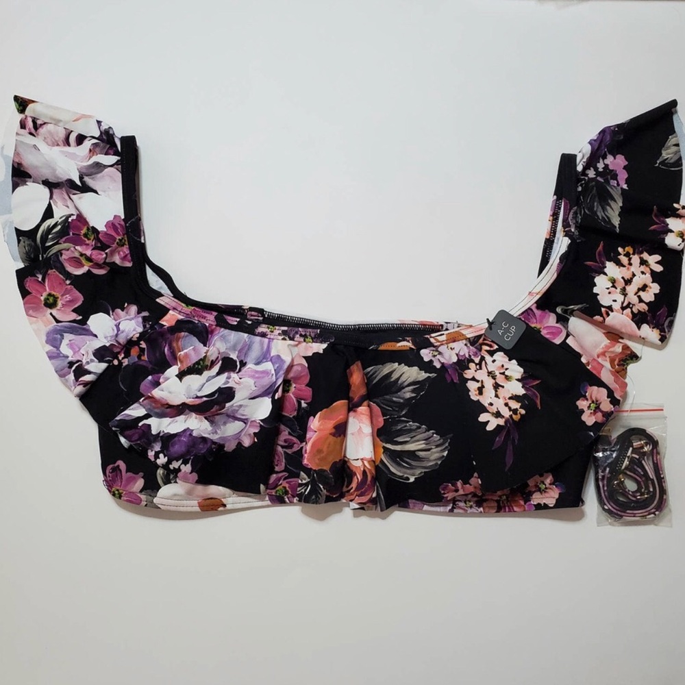 NEW Azura Australia DIVINITY Floral Ruffle Bandeau Bikini Top 10 US/ 14 UK